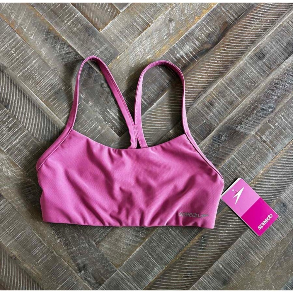 Speedo Womens Bikini Swim Top Hot Mauve Pink Crossback XS 800403216558 NWT